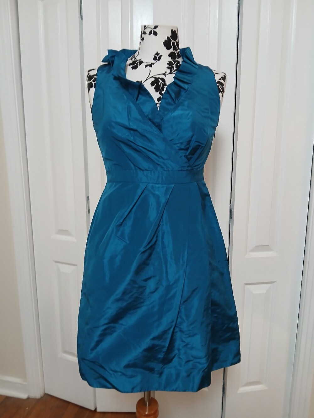 J. Crew Silk Teal Ruffled Dress
